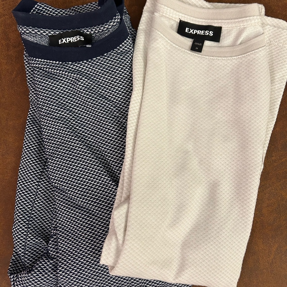 Lot of 2 Express medium textured ringer pocket tees